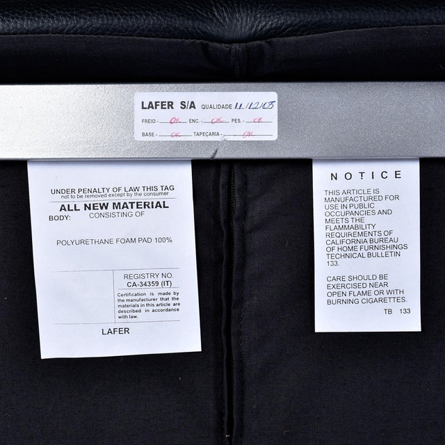 Pair of Percival Lafer Black Leather Brazilian Modern Recliners For Sale - Image 6 of 12