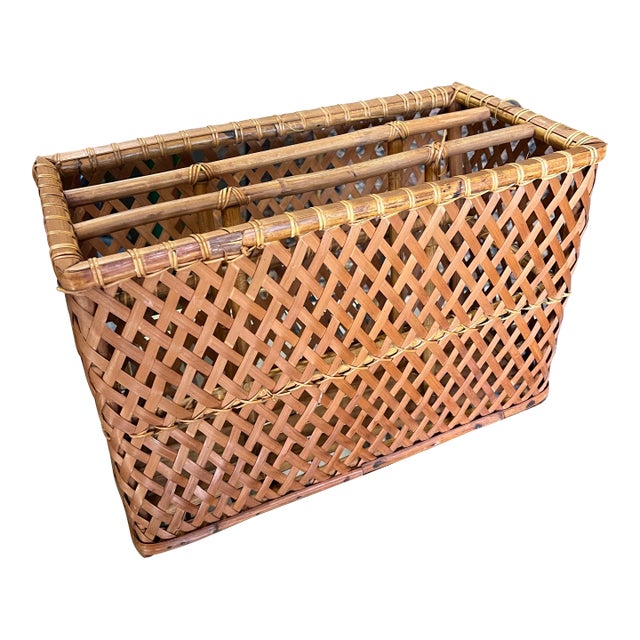 1970s Wicker Desk/Paper Organizer Basket For Sale