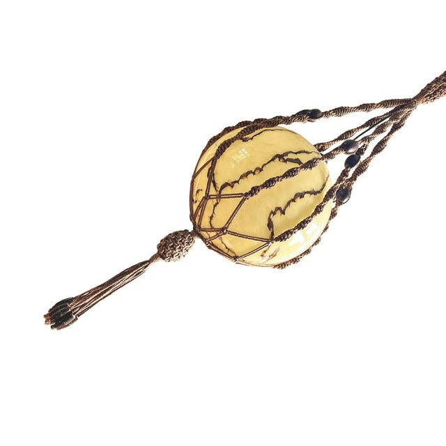 Braided Macramé Sisal and Marbled Glass Globe Pendant Lamp by Temde, 1970s For Sale - Image 15 of 18