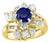 1 Carat Round Blue Sapphire & 1.65 Carat Diamond Cocktail Ring in 14 Karat Gold For Sale
