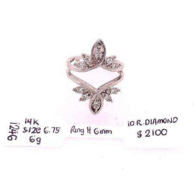 Metal 14 Karat White Gold Interlocking Engagement Ring Guard For Sale - Image 7 of 9