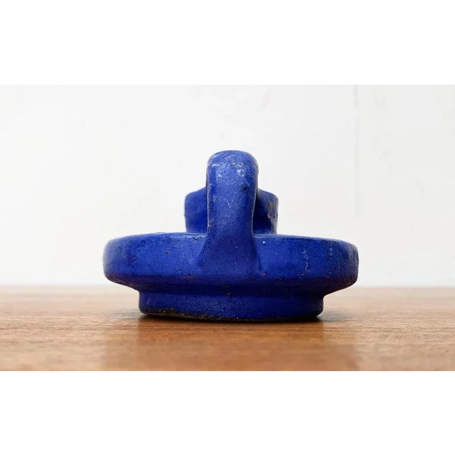 Mid-Century German Minimalist Cobalt Blue Candle Holder from Hartwig Heyne Pottery, 1960s, in Very Good conditions....