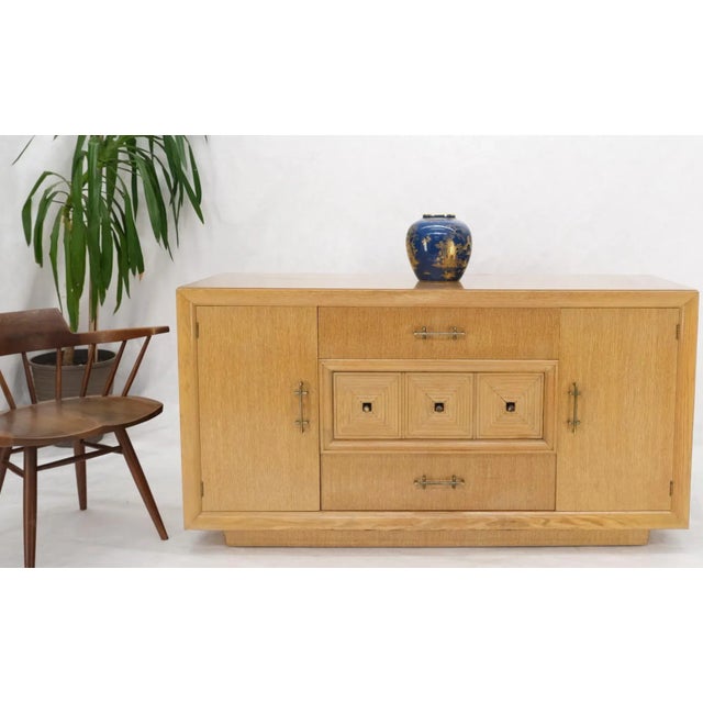 Cerused Oak Mid Century Credenza Sideboard Dresser Cabinet Buffet For Sale - Image 11 of 13