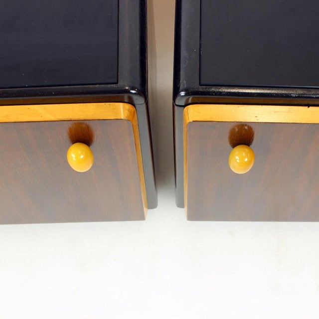 Mid-Century Bedside Tables with Glass Tops, Former Czechoslovakia, 1960s, Set of 2 For Sale - Image 6 of 12