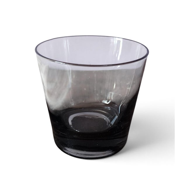 1950s Set 6 Smokey Gray Glass Rocks Old Fashioned Barware Glasses 3.5" H For Sale - Image 5 of 8