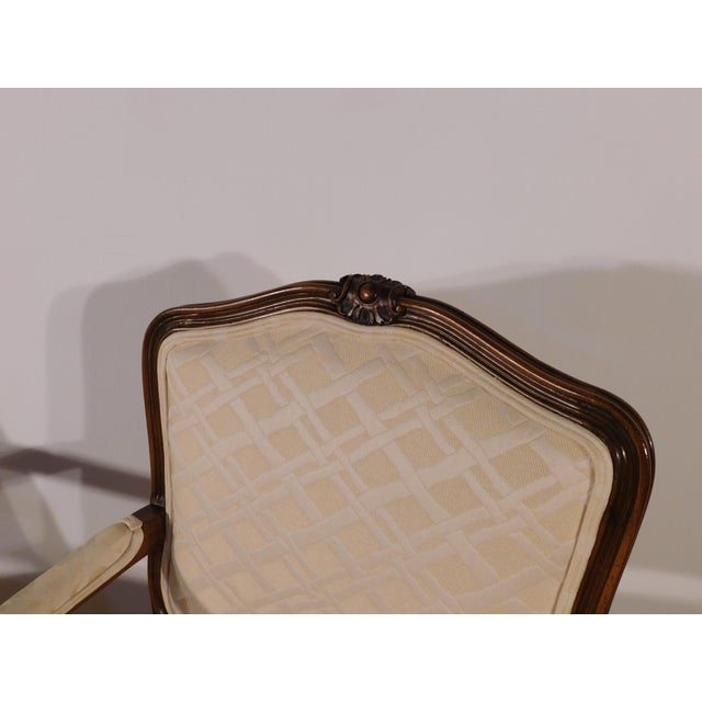 Pair 1980s John Widdicomb Grand Rapids French Louis XV Walnut Arm Chairs For Sale - Image 10 of 12