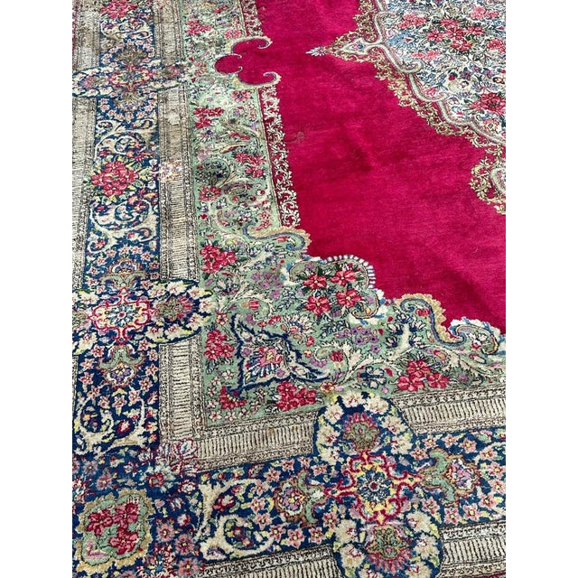 Rustic Large Mid-Century Distressed Kirman Rug, 1950s For Sale - Image 3 of 18