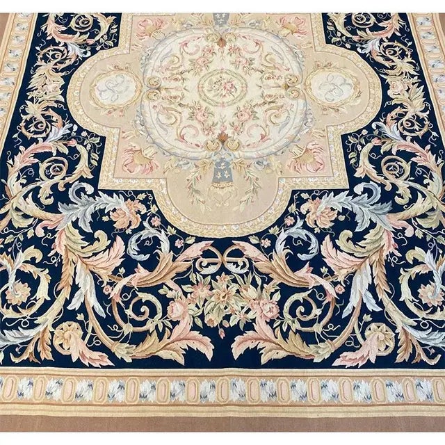 1990s Handwoven French Style Aubusson Area Rug 9’0″ X 12’0″ For Sale - Image 5 of 10