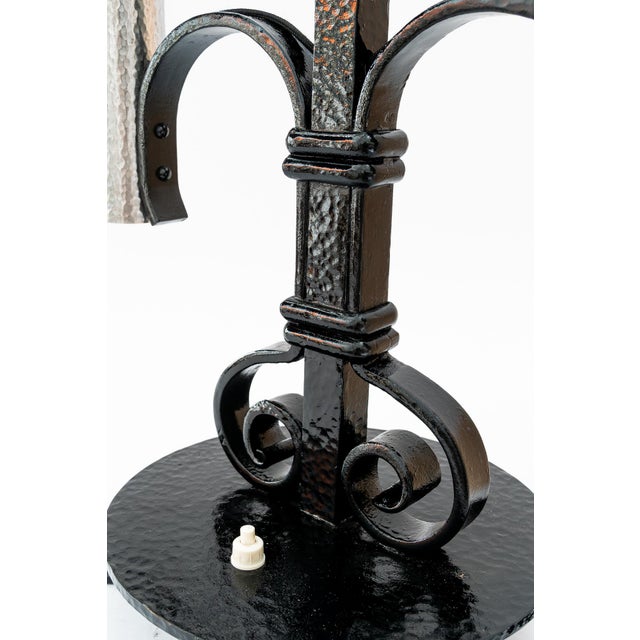 Art Deco Cast Iron Table Lamp with Fabric Shades, 1920s For Sale - Image 18 of 18