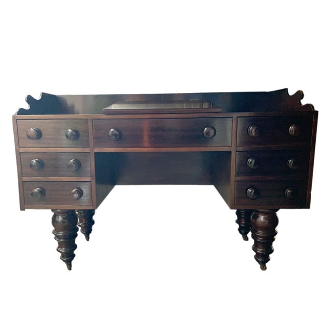 American Vintage Wooden American Desk For Sale - Image 3 of 9