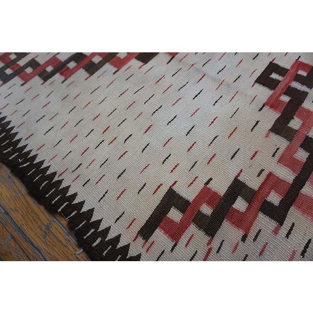 Beige 1930s Beige Medallion Antique American Navajo Rug 5' X 6'10" Flatweave Wool Carpet For Sale - Image 8 of 13