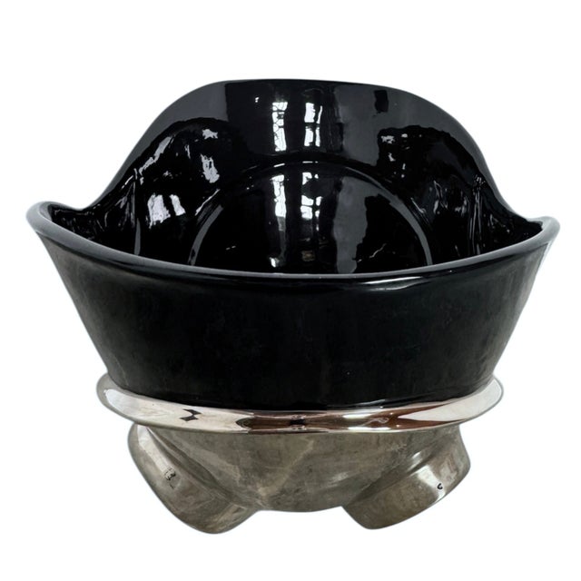 Traditional Dolbi Cashier 1980 "New Regency" Chrome & Ceramic Centerpiece For Sale - Image 3 of 12