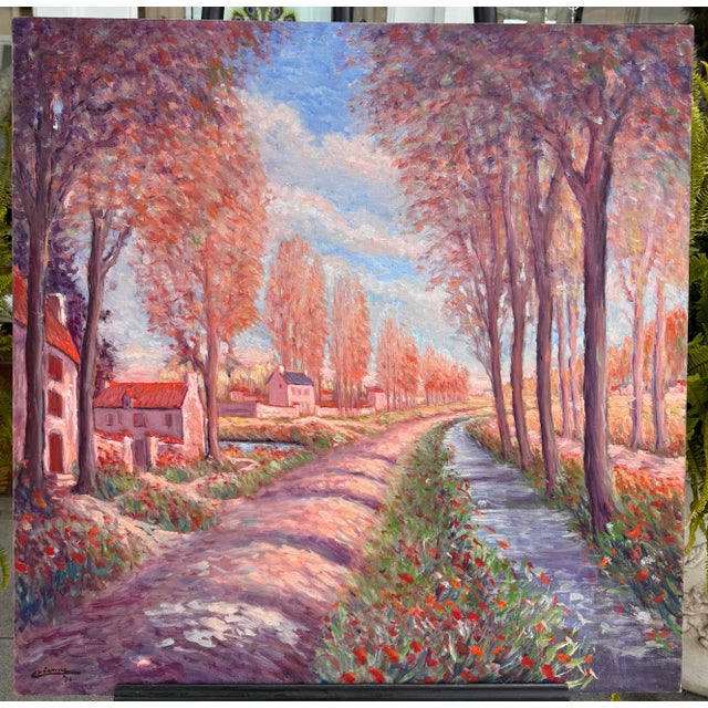 Original Roger Etienne Rocquencourt France Landscape Oil Painting.