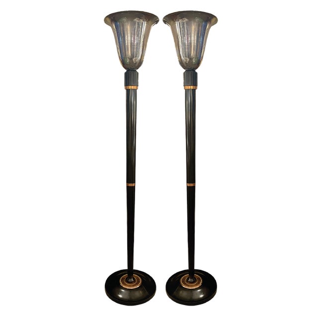 Metal French Art Deco Floor Lamps, 1940s, Set of 2 For Sale - Image 7 of 7