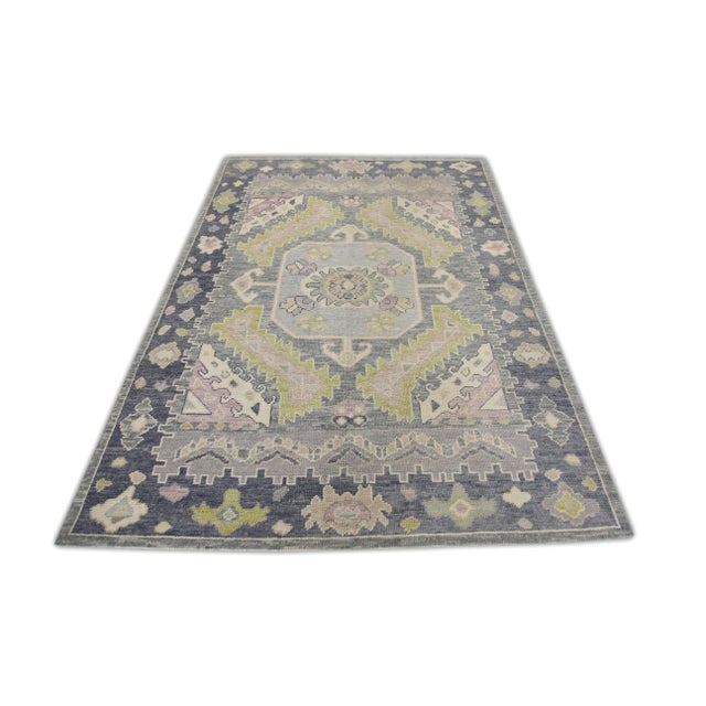 Modern Turkish Oushak Rug 5'1" x 7'6" For Sale In Houston - Image 6 of 7