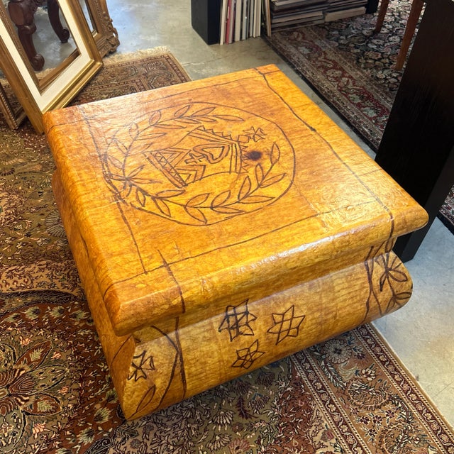 Tan Hand Made Parchment Covered Side Table/ Coffee Table For Sale - Image 8 of 9