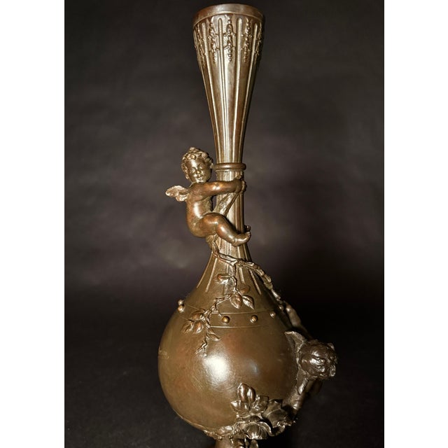 Late 19th Century Pair Of Figural Bronze Vases By Louis Moreau For Sale - Image 10 of 11