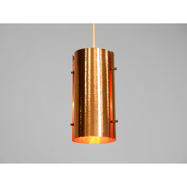 Mid-Century Tube Pendant Lamps with Two Copper Shades, 1950s, Set of 2 For Sale - Image 10 of 18