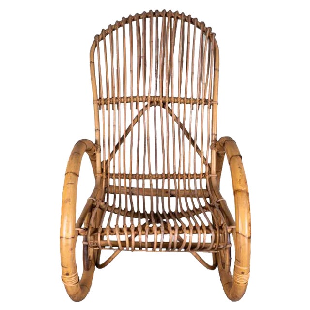 Vintage Bamboo Rocking Chair For Sale