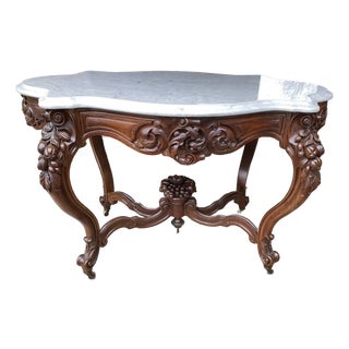 Late 19th Century J. H. Belter Carved Rosewood Marble Top Table For Sale