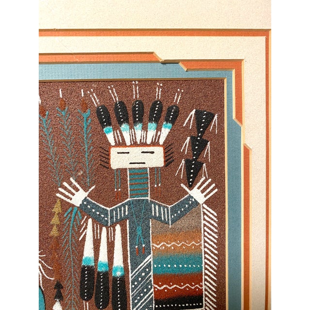 1990s 1990s Rosabelle Ben Navajo Sand Painting Diné Native American Art Shiprock, New Mexico For Sale - Image 5 of 11