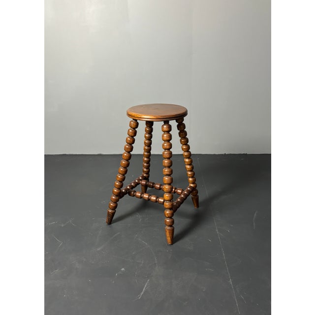 Mid-Century Brutalist Turned Wood Stool in the style of Charles Dudouyt, 1950s For Sale - Image 18 of 18