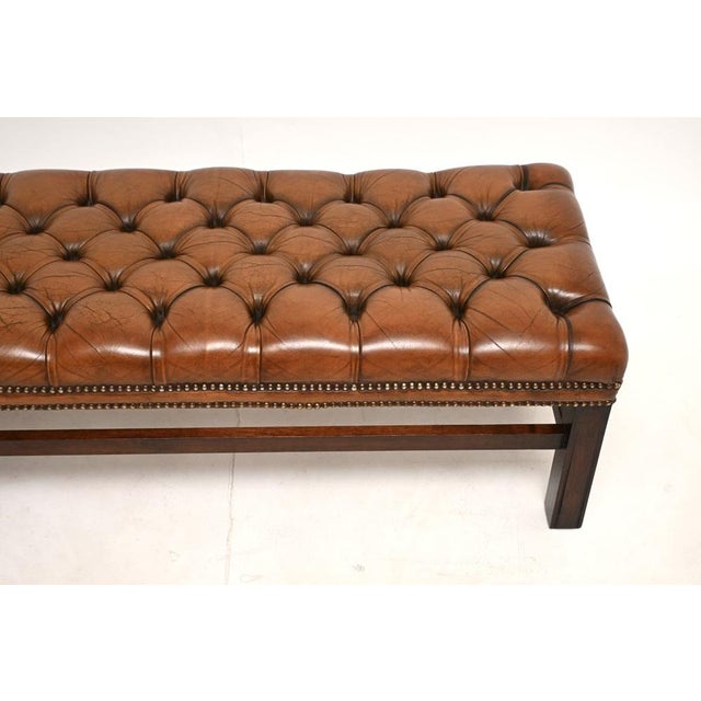1930s Antique Georgian Leather Bench, 1930 For Sale - Image 5 of 9