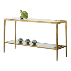 Modern History Sculpture Console Table - Antique Brass