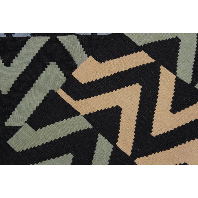 Textile Abstract Kilim Hand-Woven Wool Rug -5′3″ × 6′8″ For Sale - Image 7 of 8