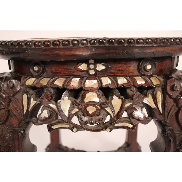Coffee Chinese Rosewood Taboret With Mother of Pearl Inlay For Sale - Image 8 of 11