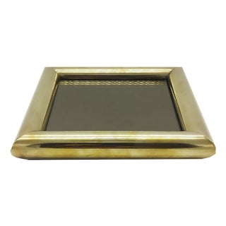 Square Brass and Mirror Pocket Emptyer, Italy, 1970s For Sale