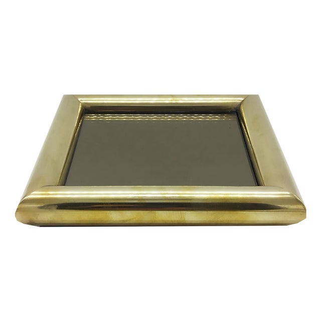 Square Brass and Mirror Pocket Emptyer, Italy, 1970s For Sale