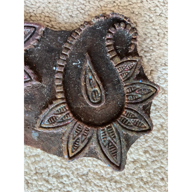 Indian Antique Carved Wood Paisley Textile Block-India For Sale - Image 3 of 6