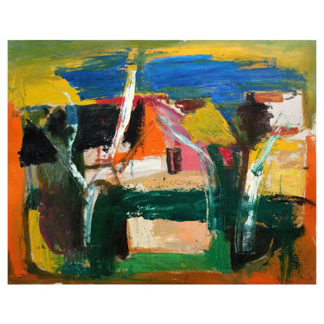 Aleksandr Rodin, Village, Oil on Cardboard For Sale