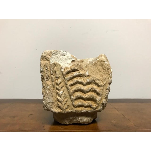 Gray Cypriot Byzantine Limestone Mortar with Craved Abstract Decoration For Sale - Image 8 of 12
