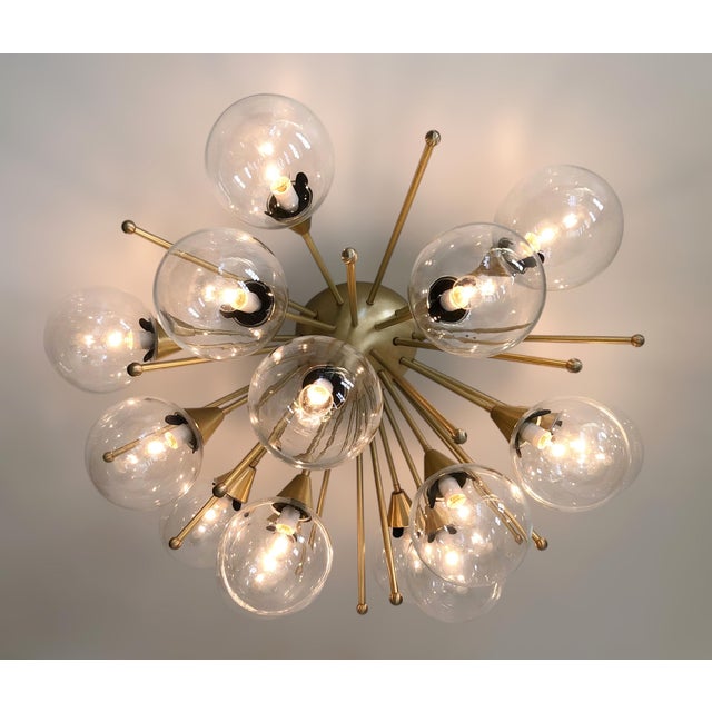 21st Century Mezzo Satin Brass Clear Murano Flush Mount by Fabio LTD For Sale - Image 6 of 7