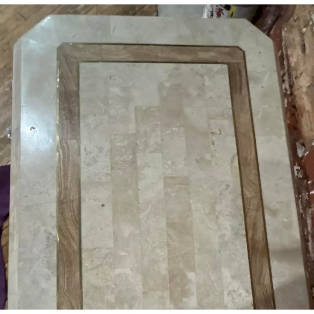 Tessellated Fossil Console Sofa Table Attributed to Maitland Smith For Sale - Image 6 of 9