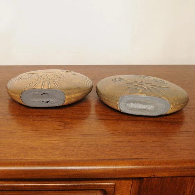 Mid-Century Brown Ceramic Fish and Flower Vases from Rois de Majorque, France, 1970s, Set of 2 For Sale - Image 5 of 13