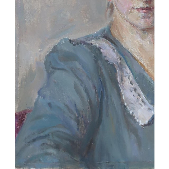 1990s Original Oil Portrait Painting: Young Girl, Soviet Ukrainian Art 54-45 For Sale - Image 5 of 6