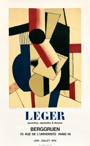 1979 French Exhibition Poster - Leger, Gouaches, Aquarelles + Dessins, Galerie Berggruen