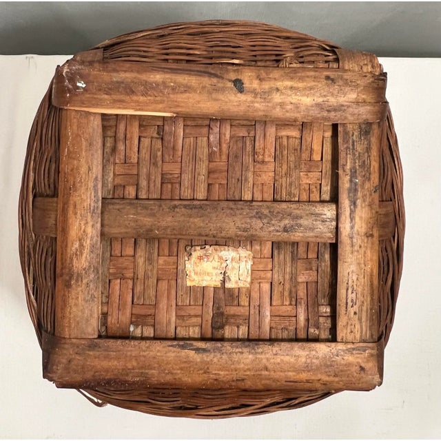 Chestnut Vintage Tortoise Bamboo and Rattan Wastebasket For Sale - Image 8 of 9