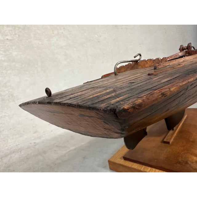 Brown Antique Wooden Yacht, 1920s For Sale - Image 8 of 18