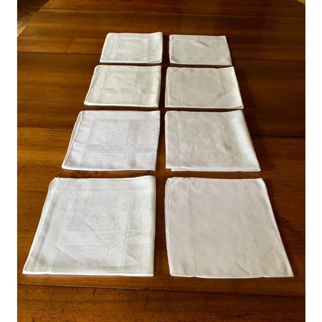 Textile Mid 20th Century Vintage White Damask Napkins - Set of 8 For Sale - Image 7 of 7