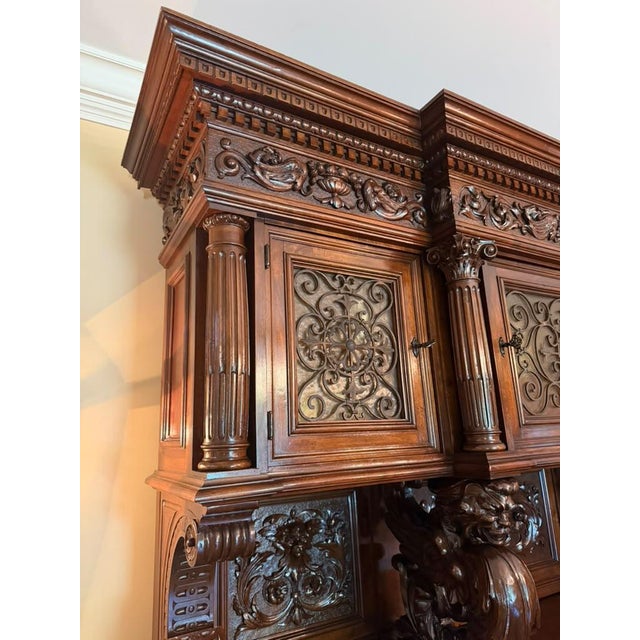 French Mid-19th Century Rococo Style Heavily Carved Walnut Buffet, Circa 1850–1860 For Sale - Image 9 of 18
