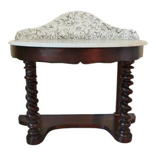 Early 20th Century Barley Twist Leg Marble Top Console Table For Sale