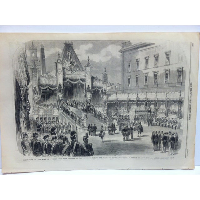 1860 Antique Illustrated London News Coronation Of The King Of Sweden Print Chairish