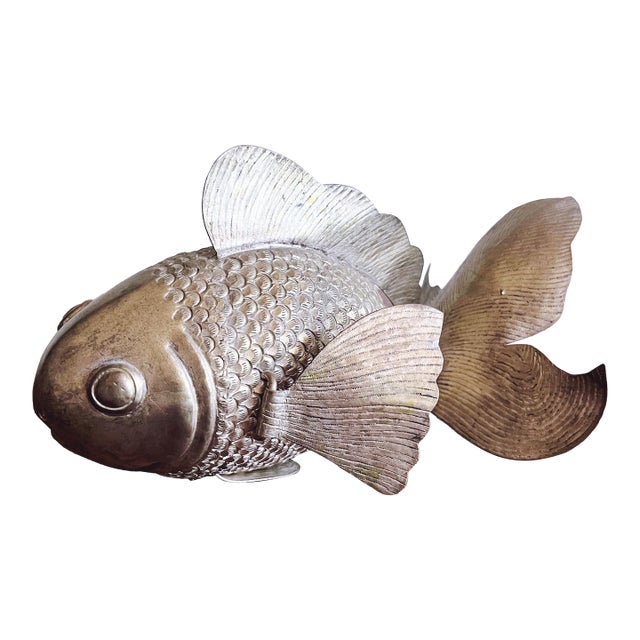 Vintage Cambodian Silver Plated Copper Articulated Fish For Sale
