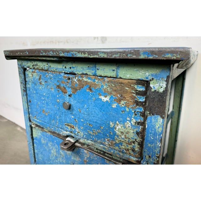 1960s Industrial Blue Iron Chest of Drawers, 1950s For Sale - Image 5 of 18