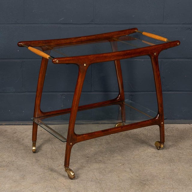 Brown Vintage Italian Drinks Trolley in the style of Cesare Lacca, 1950 For Sale - Image 8 of 18
