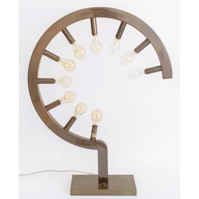 Modern 1990s Large Scale 10-Light Industrial Circular Table Lamps, a Pair For Sale - Image 3 of 8